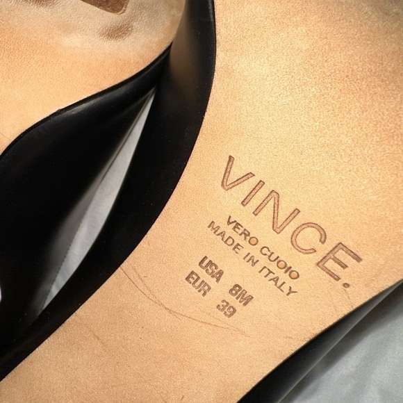 Like new Vince women’s black leather peep toe heels sz 8M - Picture 8 of 12